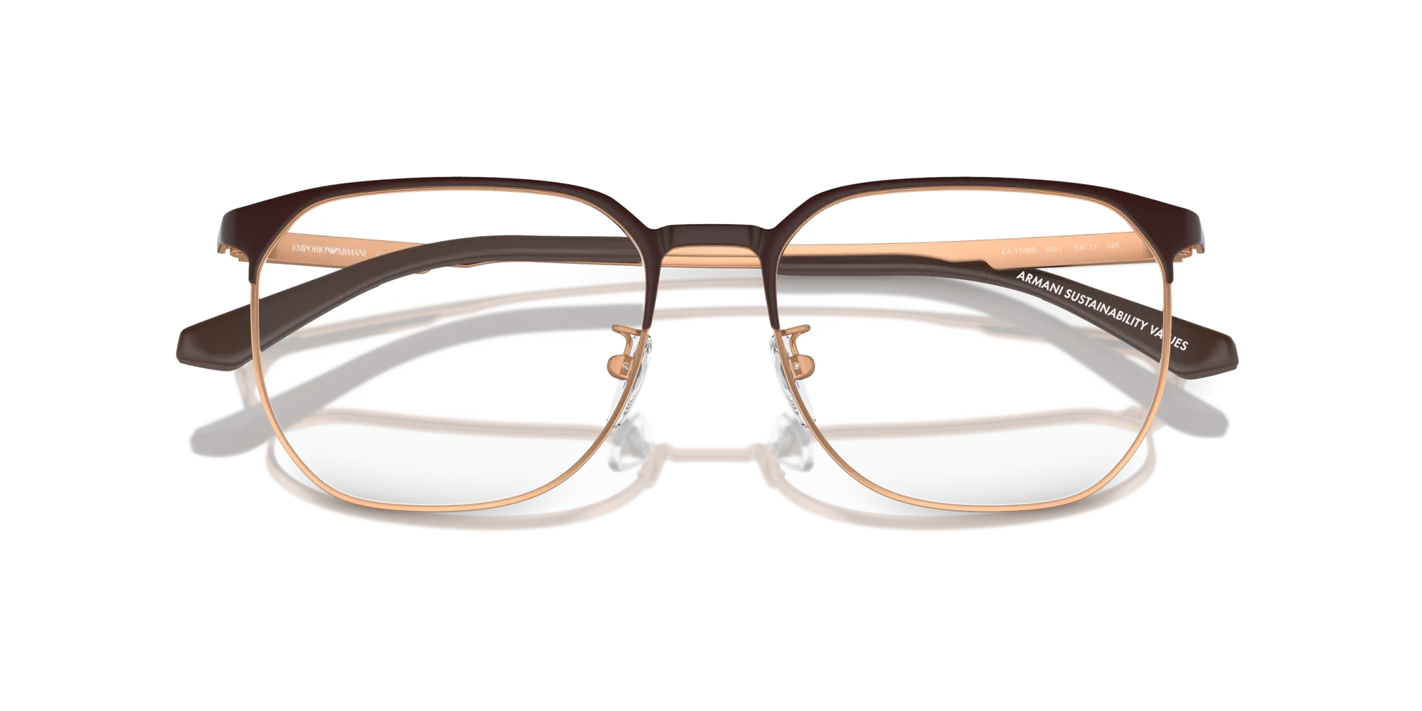 Emporio Armani EA1158D 3201 Montature da vista Metallo Marrone Trasparente Pantos Normale - immagine 2