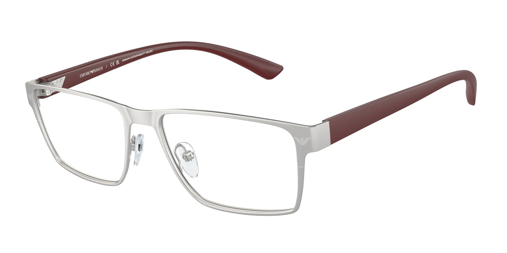 Emporio Armani EA1157 3045 Montature da vista Metallo Argento Trasparente Squadrata Normale - immagine 1