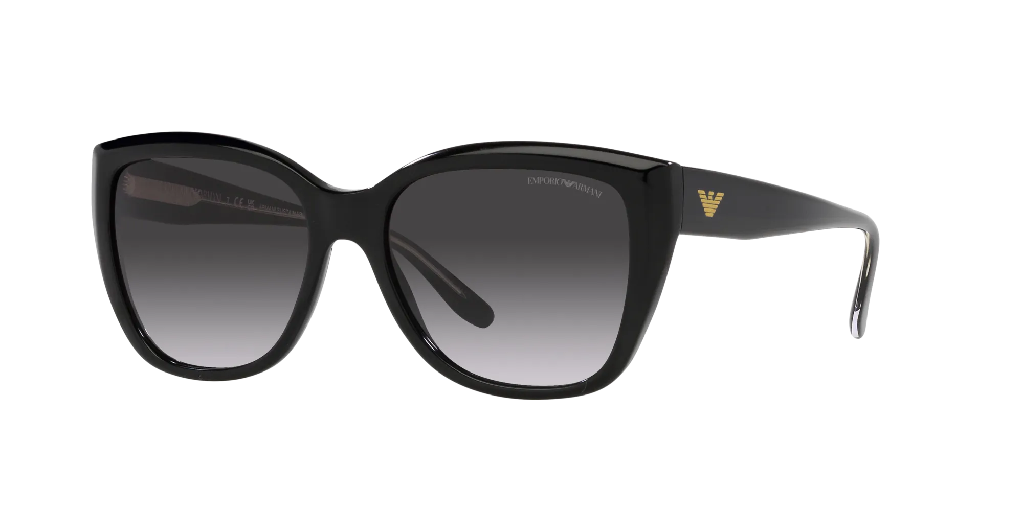 Emporio Armani EA4198 50178G Occhiali da sole Acetato Nero Grigio Cat Eye Normale Sfumato - immagine 3