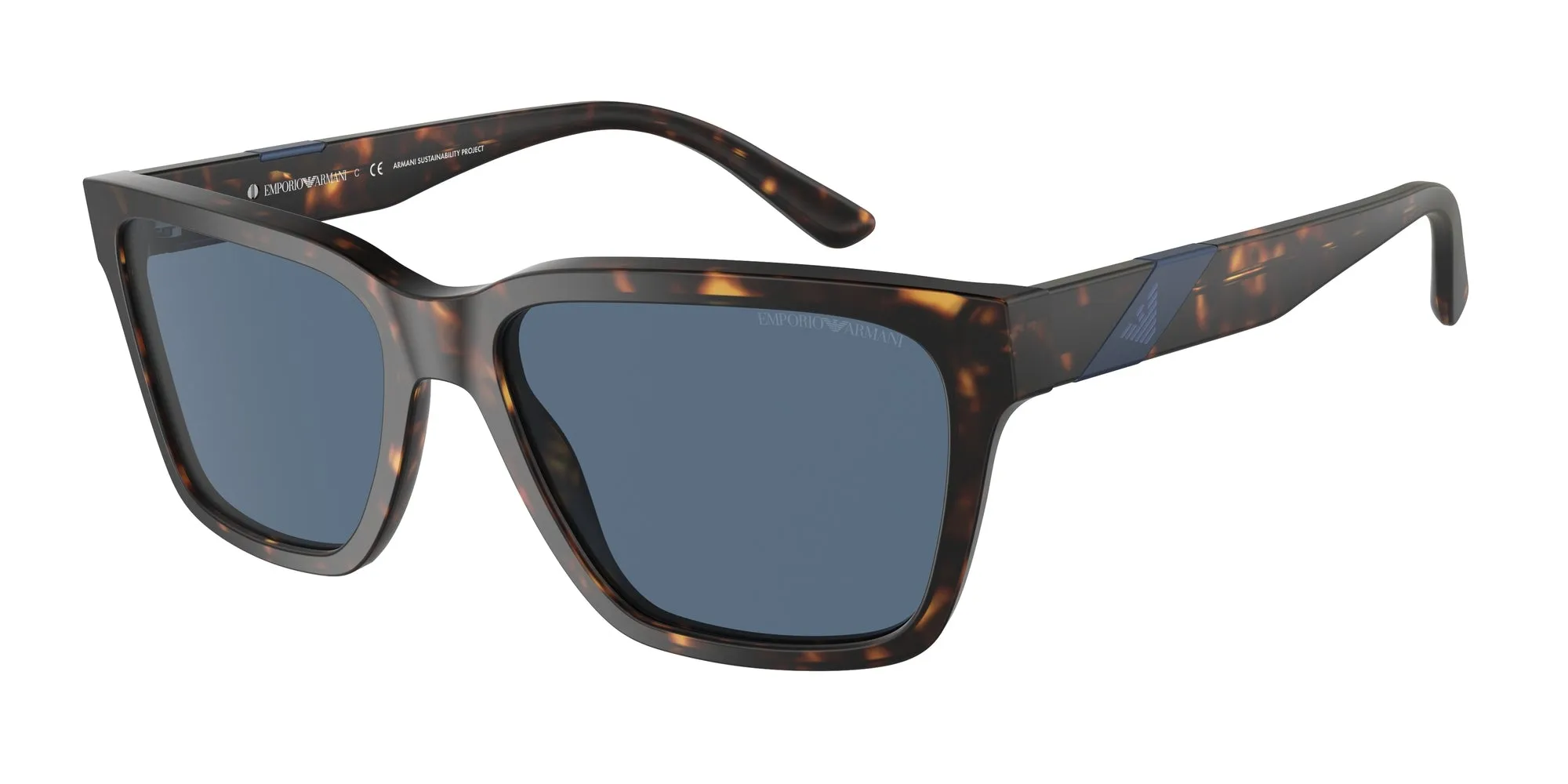 Emporio Armani EA4177 500280 Occhiali da sole Plastica Havana Blu Squadrata Normale - immagine 1