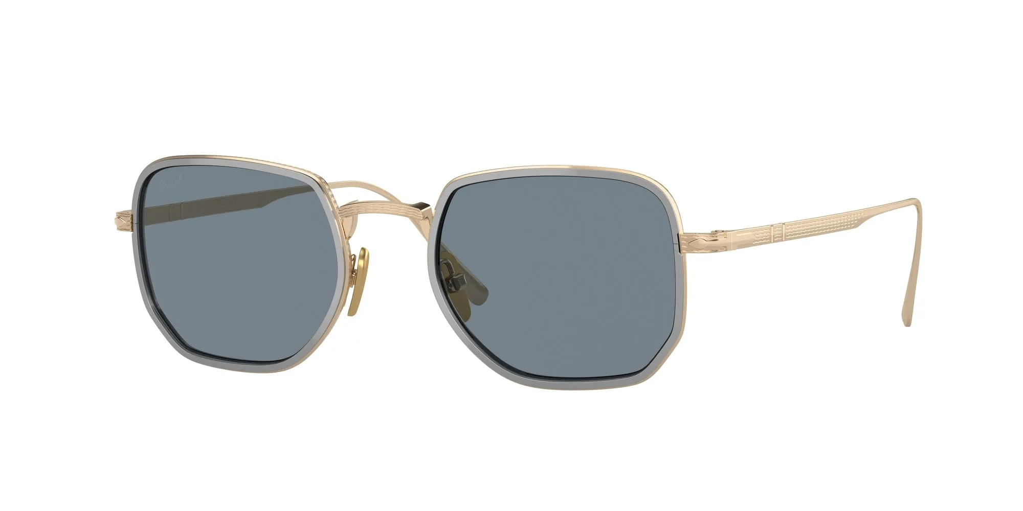 Persol PO5006ST 800556 Occhiali da sole Titanio Oro Blu Squadrata Normale - immagine 1