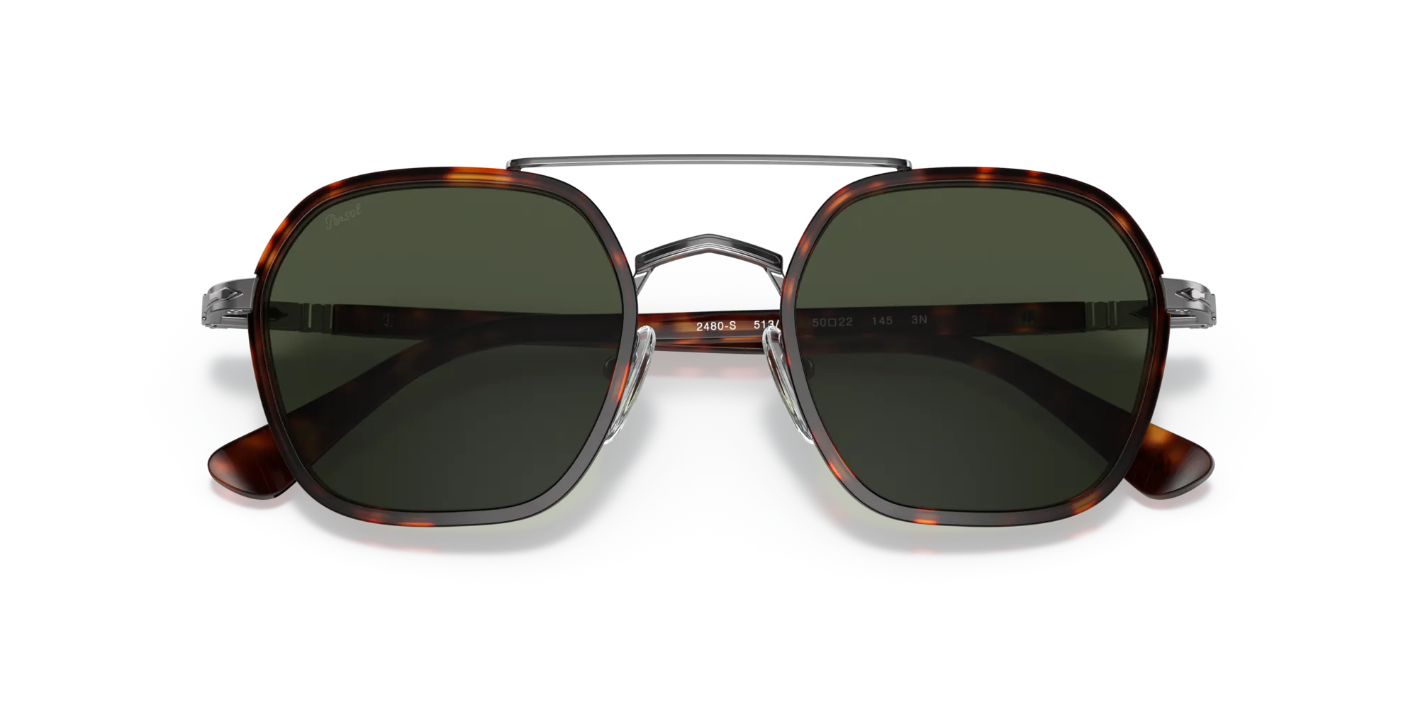 Persol PO2480S 513/31 Occhiali da sole Metallo Havana Verde Geometrica - immagine 2