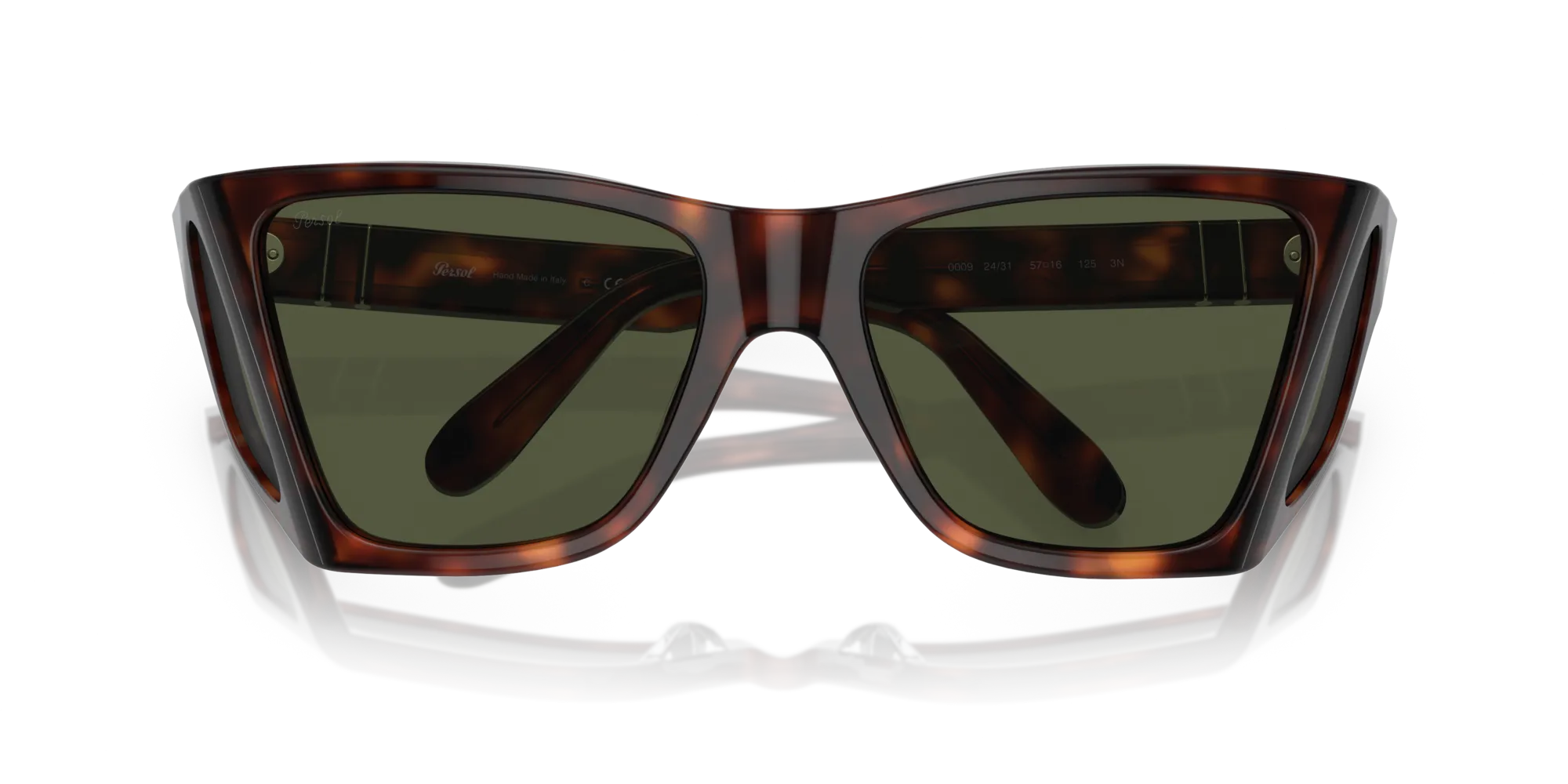 Persol PO0009 24/31 Occhiali da sole Acetato Tartaruga Verde Squadrata Normale - immagine 2