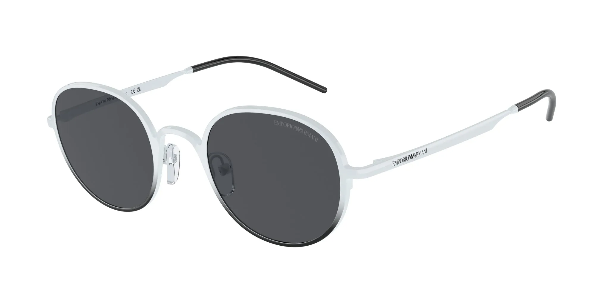 Emporio Armani EA2151 337387 Occhiali da sole Metallo Bianco Grigio Rotonda Normale - immagine 1