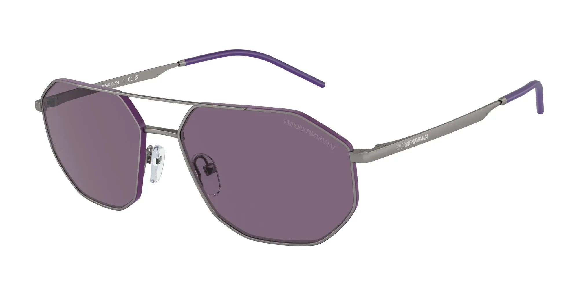 Emporio Armani EA2147 30031A Occhiali da sole Metallo Grigio Viola Geometrica Normale - immagine 1