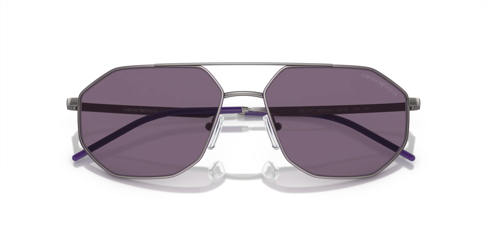 Emporio Armani EA2147 30031A Occhiali da sole Metallo Grigio Viola Geometrica Normale - immagine 2