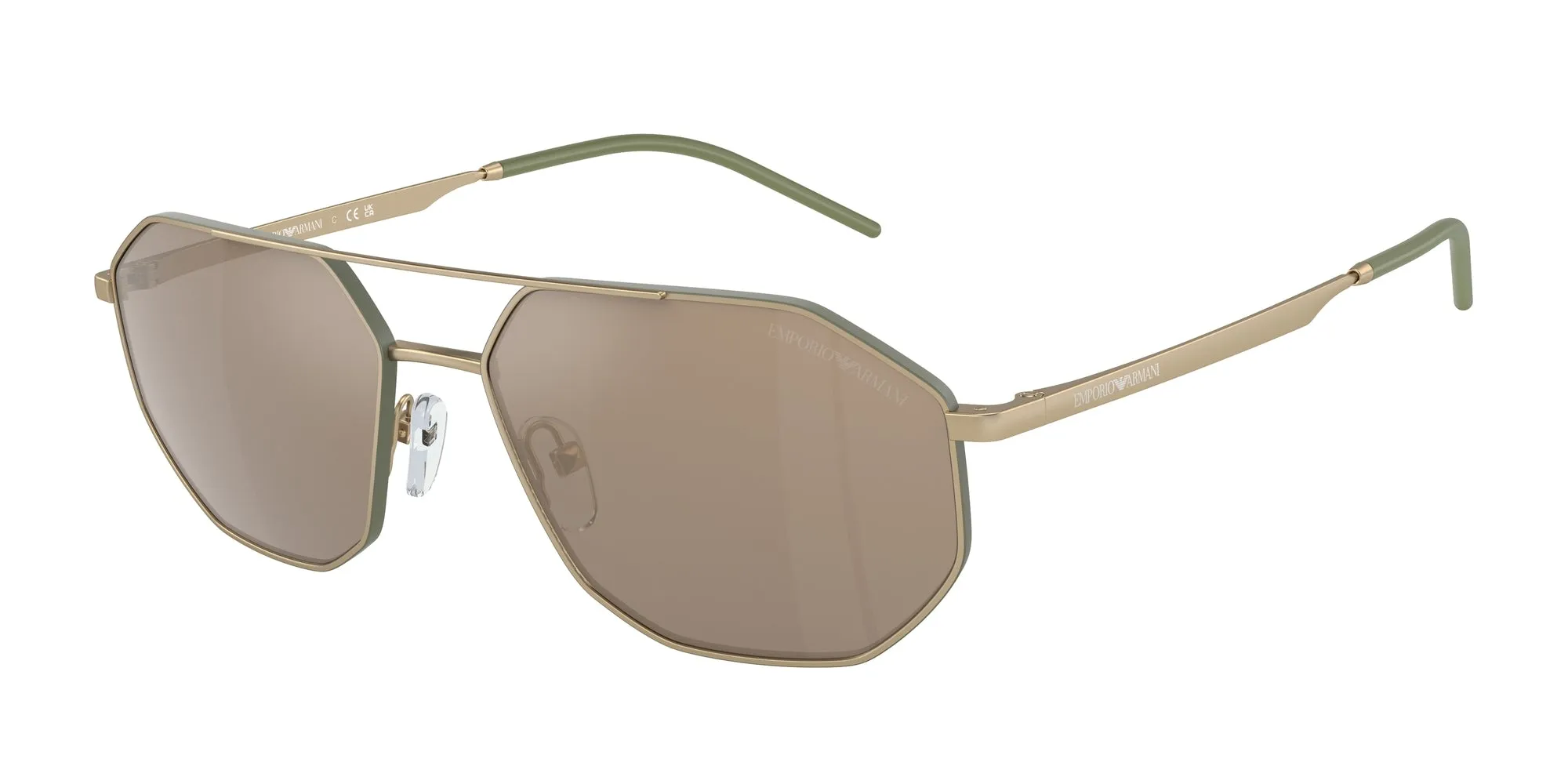 Emporio Armani EA2147 30025A Occhiali da sole Metallo Oro Marrone Geometrica Specchiate Specchiato - immagine 1