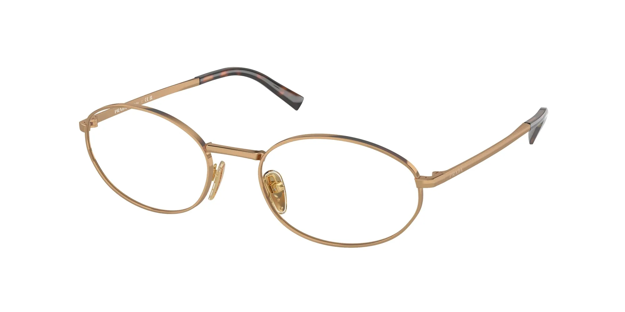 Prada PR A57V 7OE1O1 Montature da vista Metallo Marrone Trasparente Rotonda Normale - immagine 1