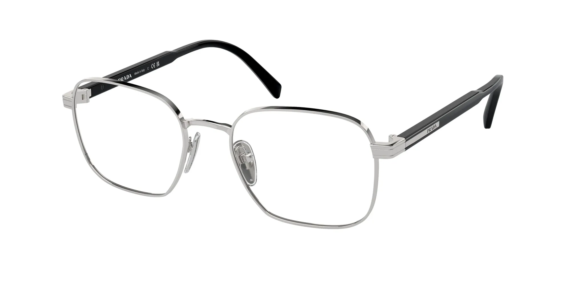 Prada PR A55V 1BC1O1 Montature da vista Metallo Argento Squadrata Normale - immagine 1