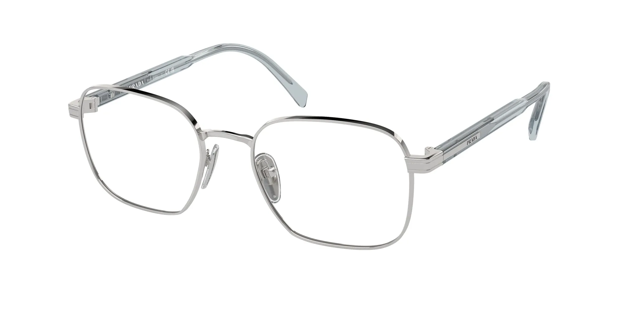 Prada PR A55V 16T1O1 Montature da vista Metallo Argento Trasparente Squadrata Normale - immagine 1