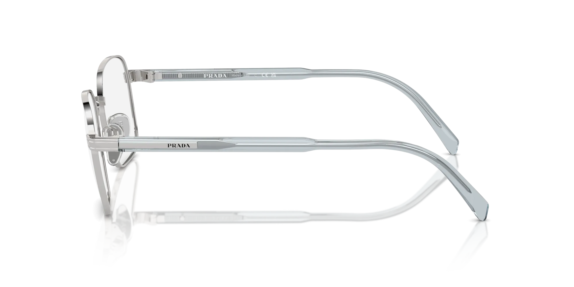 Prada PR A55V 16T1O1 Montature da vista Metallo Argento Trasparente Squadrata Normale - immagine 4