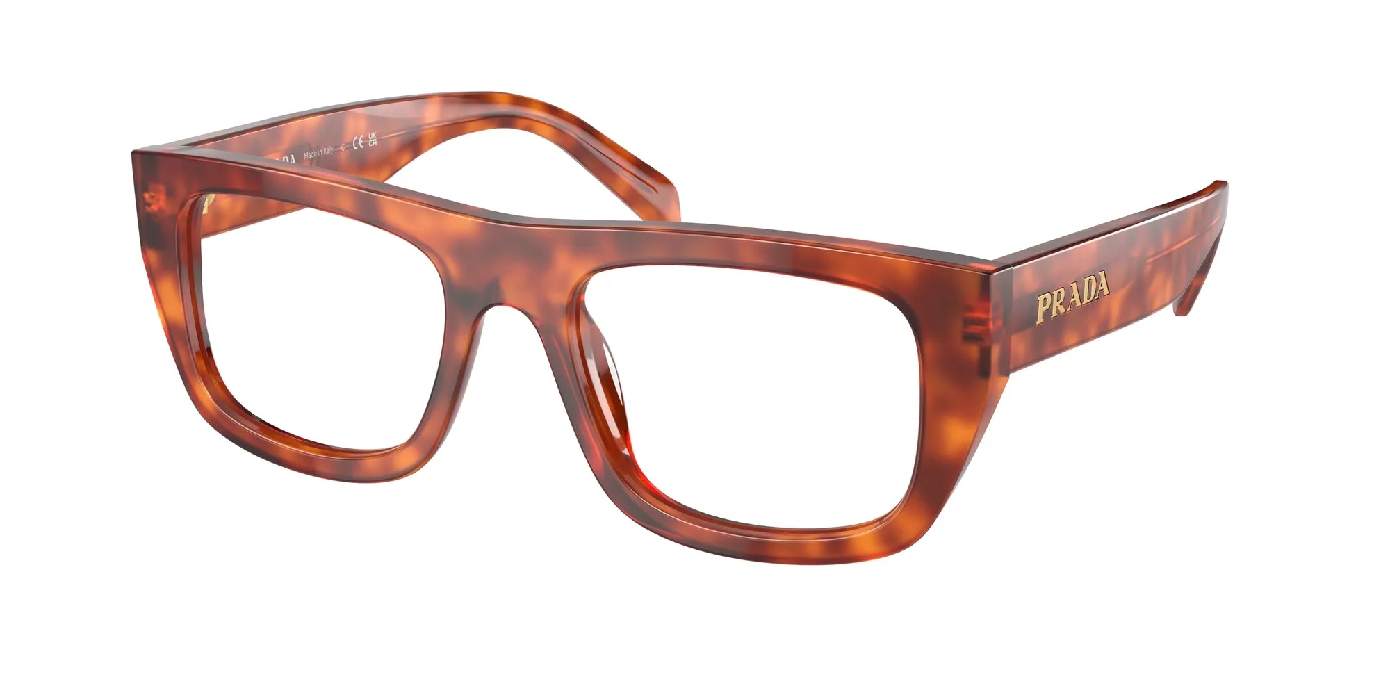 Prada PR A17V 18R1O1 Montature da vista Acetato Marrone Trasparente Squadrata Normale - immagine 1