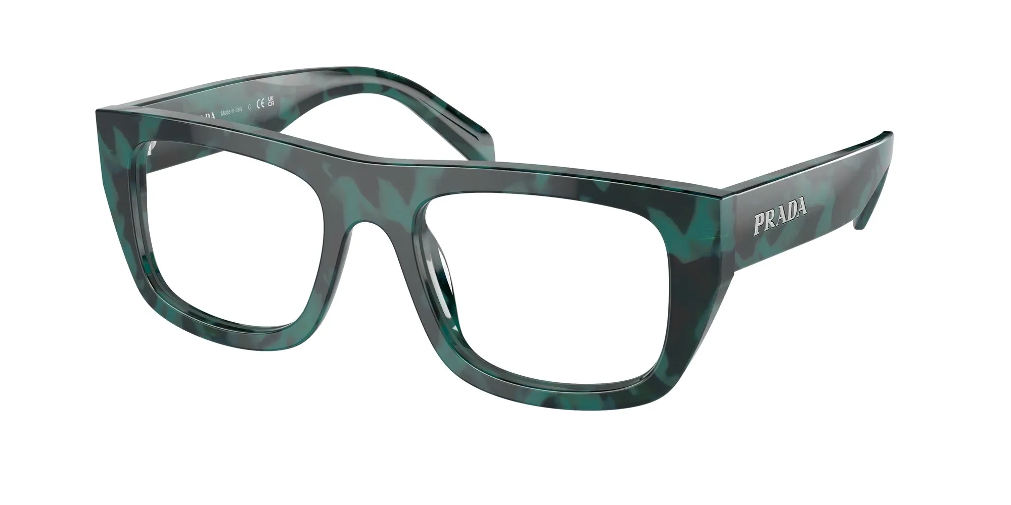 Prada PR A17V 17U1O1 Montature da vista Acetato Verde Squadrata Normale - immagine 1