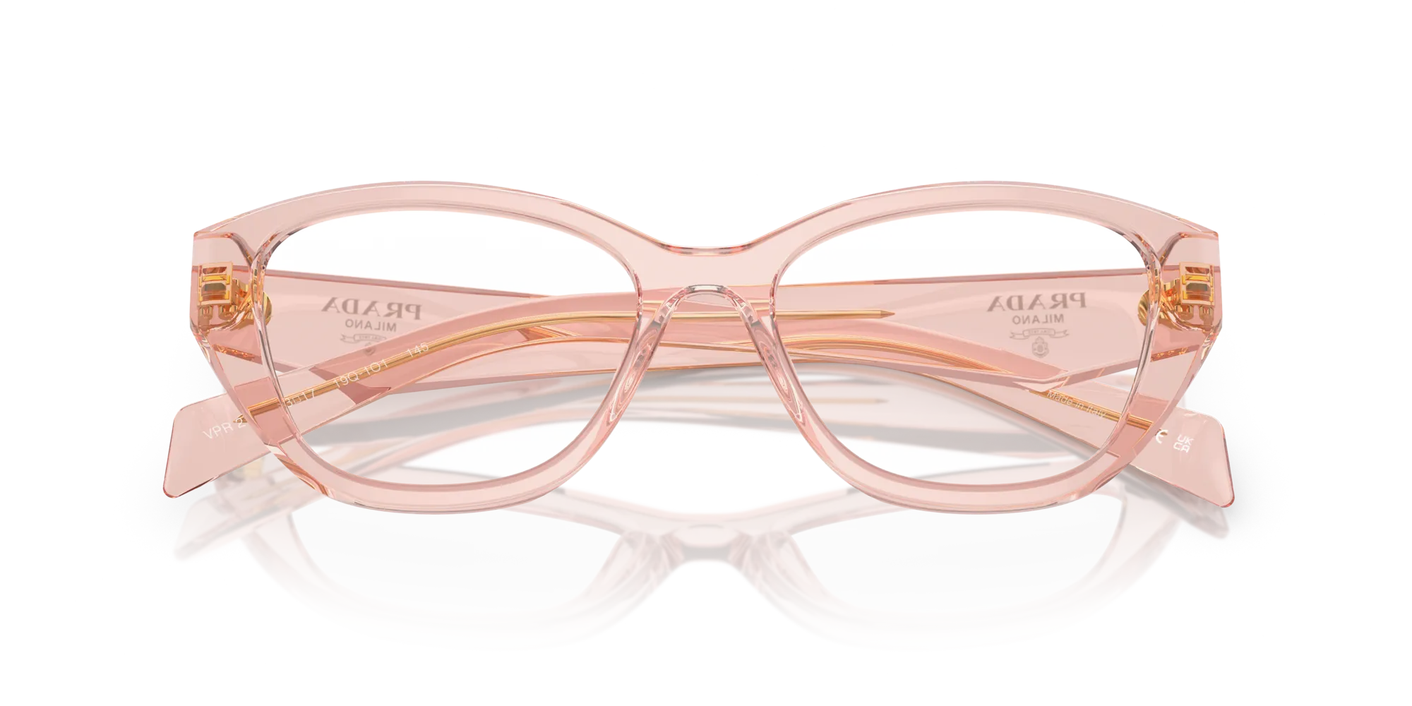 Prada PR 21ZV 19Q1O1 Montature da vista Acetato Rosa Trasparente Geometrica Normale - immagine 2