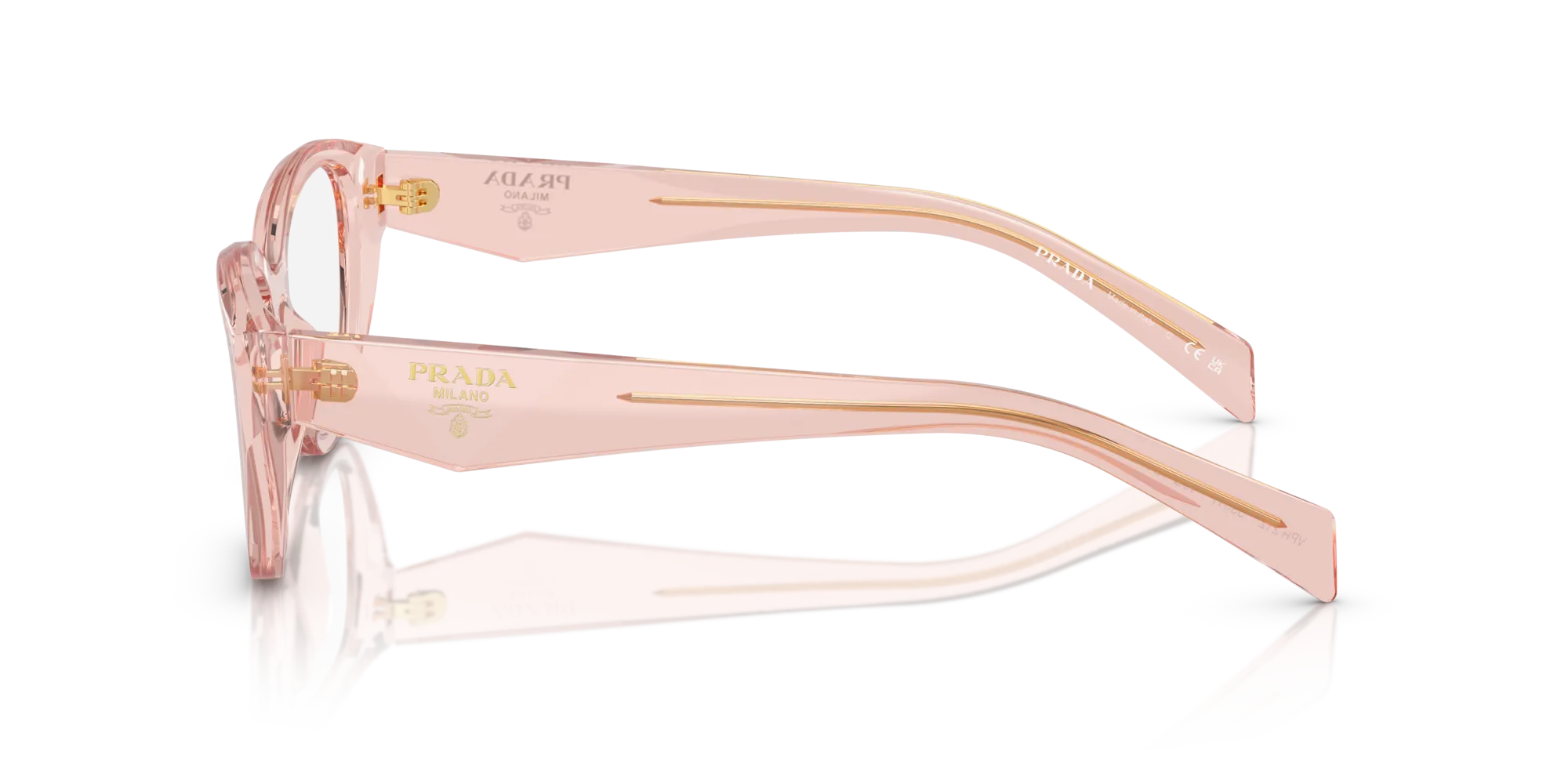 Prada PR 21ZV 19Q1O1 Montature da vista Acetato Rosa Trasparente Geometrica Normale - immagine 4