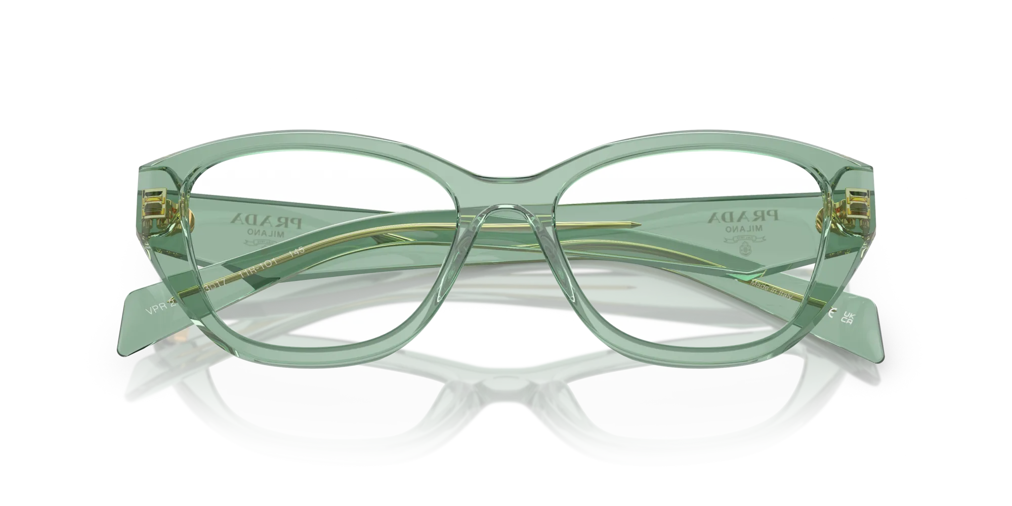 Prada PR 21ZV 11R1O1 Montature da vista Acetato Verde Geometrica Normale - immagine 2