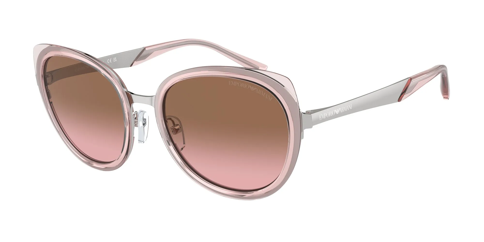 Emporio Armani EA2146 336414 Occhiali da sole Metallo Argento Rosa Rotonda Normale Sfumato - immagine 1