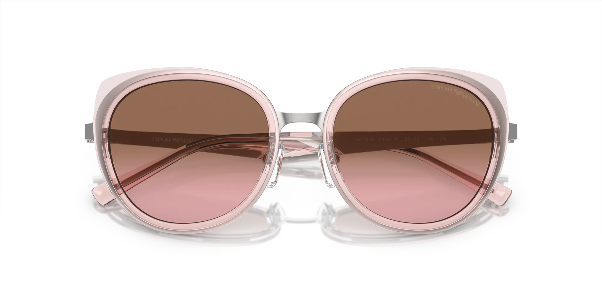 Emporio Armani EA2146 336414 Occhiali da sole Metallo Argento Rosa Rotonda Normale Sfumato - immagine 2