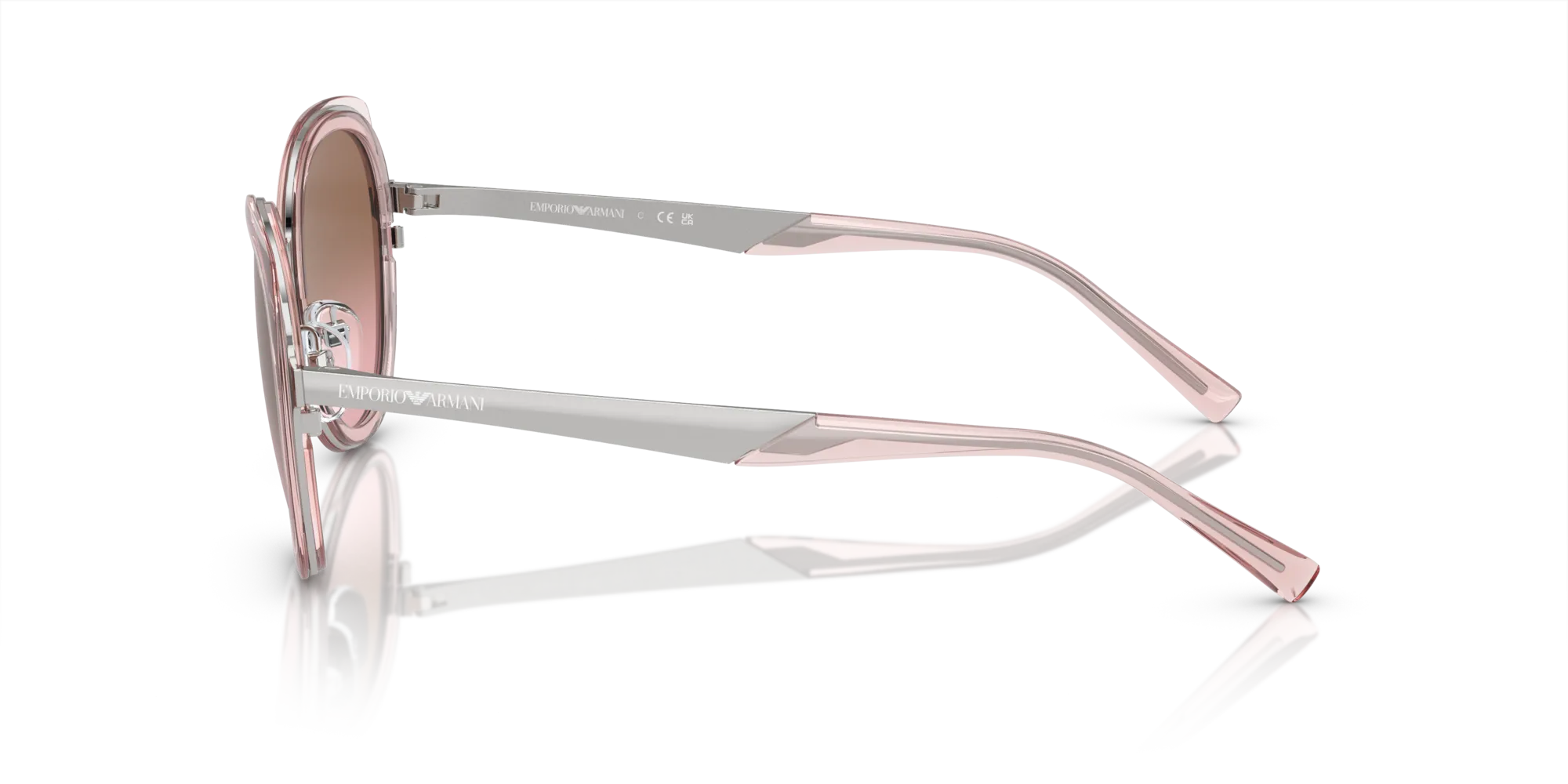 Emporio Armani EA2146 336414 Occhiali da sole Metallo Argento Rosa Rotonda Normale Sfumato - immagine 4