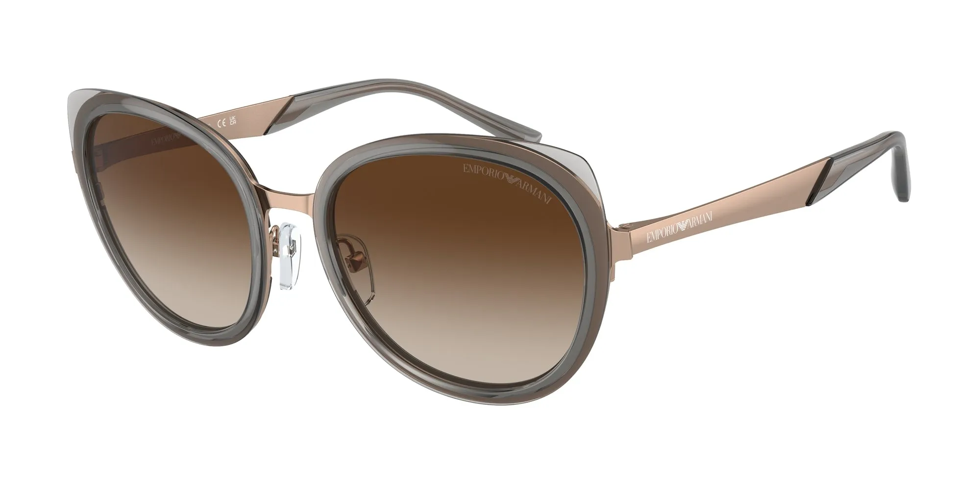 Emporio Armani EA2146 336113 Occhiali da sole Metallo Oro Marrone Rotonda Normale Sfumato - immagine 1