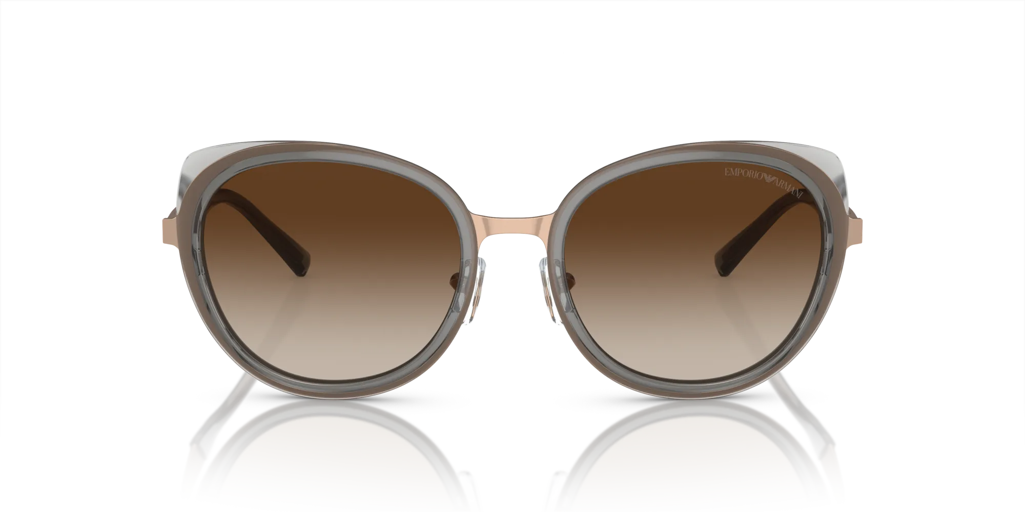 Emporio Armani EA2146 336113 Occhiali da sole Metallo Oro Marrone Rotonda Normale Sfumato - immagine 3