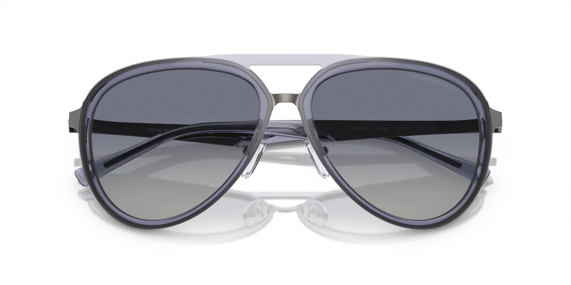 Emporio Armani EA2145 33584L Occhiali da sole Metallo Blu Blu Pilot Normale Sfumato - immagine 2