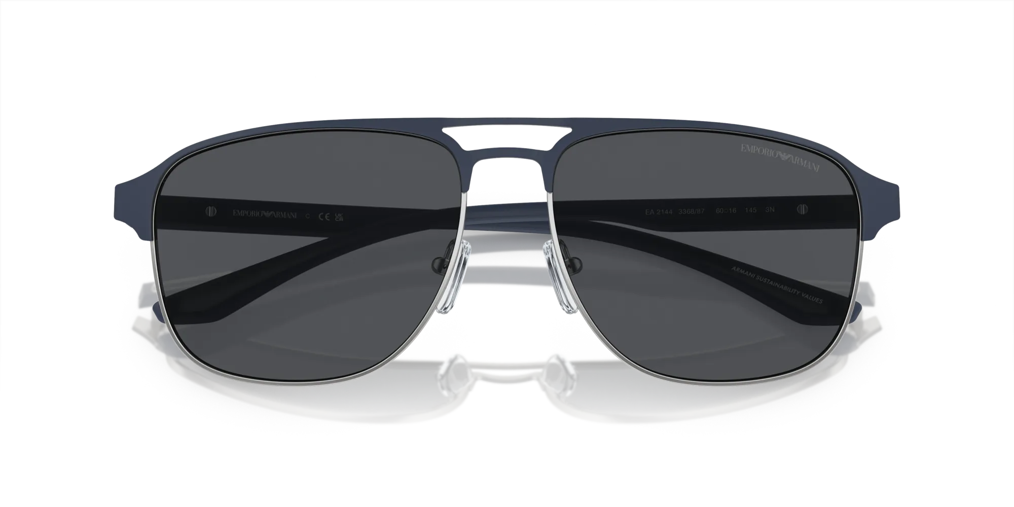 Emporio Armani EA2144 336887 Occhiali da sole Metallo Blu Grigio Pilot Normale - immagine 2