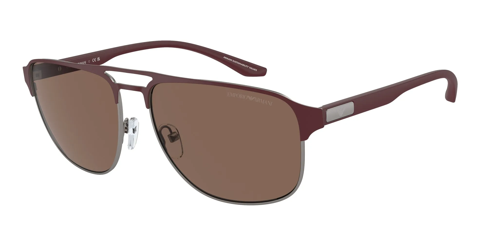 Emporio Armani EA2144 336673 Occhiali da sole Metallo Grigio Marrone Pilot Normale - immagine 1