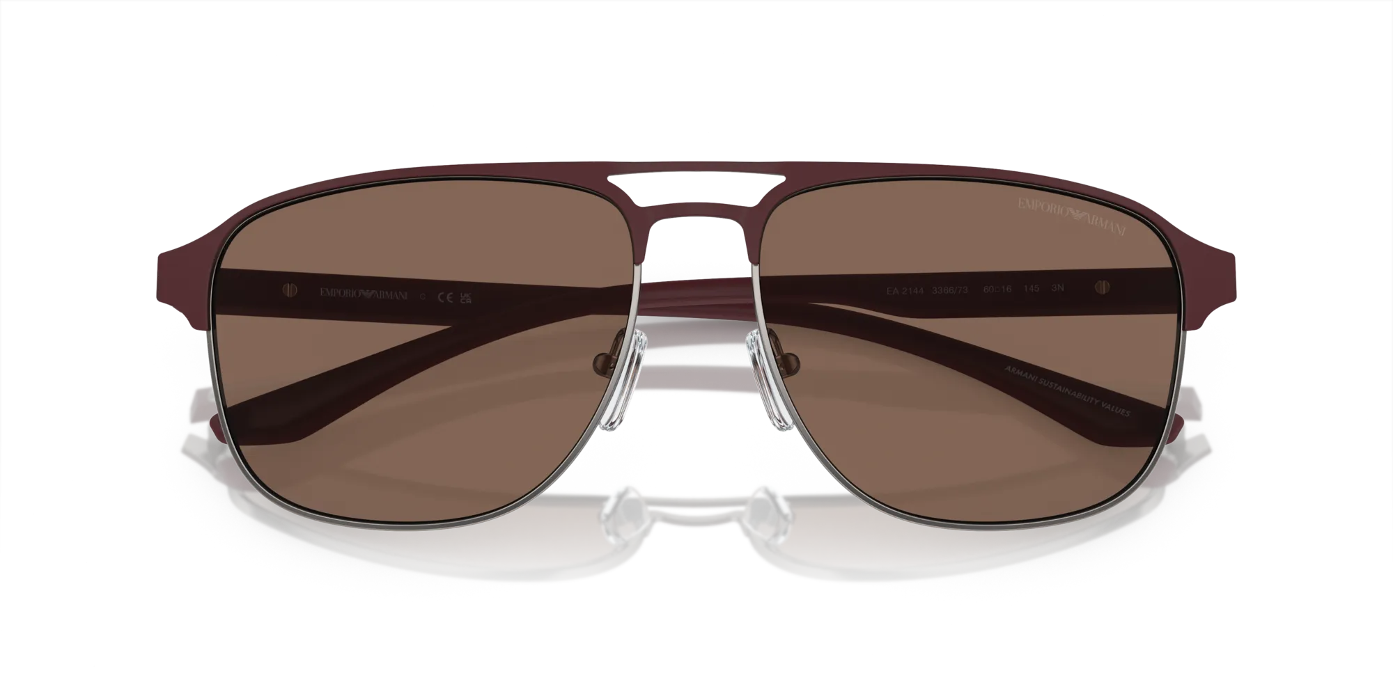 Emporio Armani EA2144 336673 Occhiali da sole Metallo Grigio Marrone Pilot Normale - immagine 2