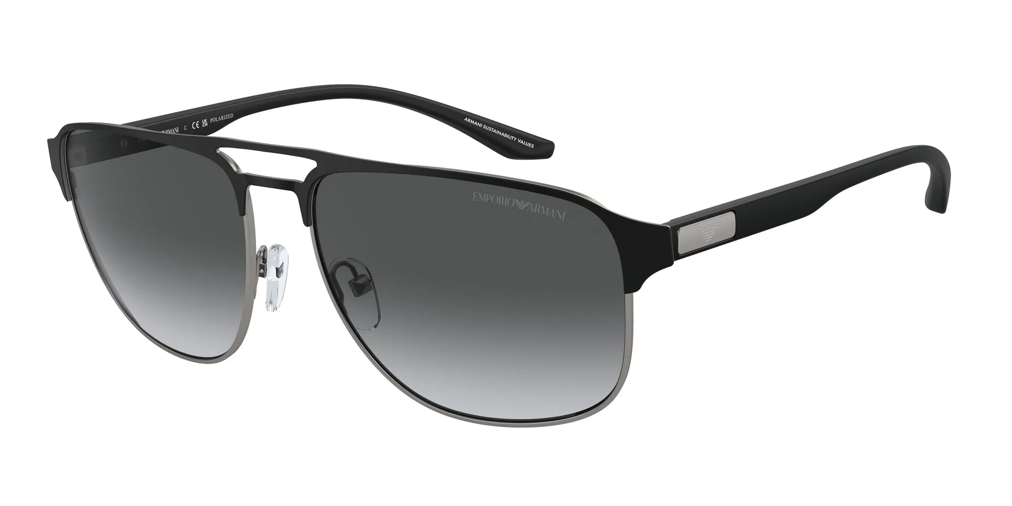 Emporio Armani EA2144 336511 Occhiali da sole Metallo Grigio Grigio Pilot Polarizzata Sfumato - immagine 1