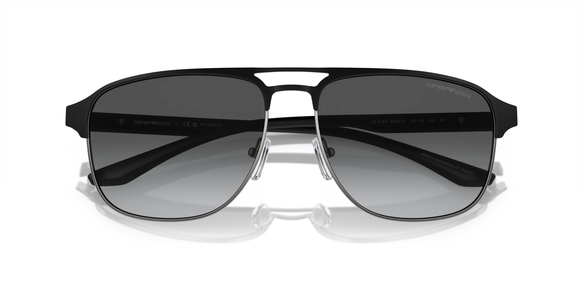 Emporio Armani EA2144 336511 Occhiali da sole Metallo Grigio Grigio Pilot Polarizzata Sfumato - immagine 2