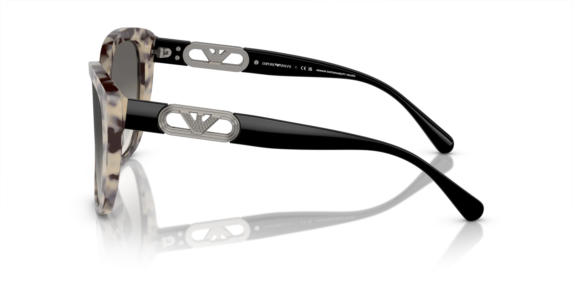 Emporio Armani EA4214U 605811 Occhiali da sole Acetato Marrone Grigio Farfalla Normale Sfumato - immagine 4