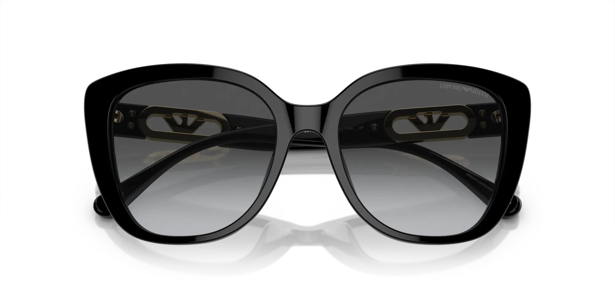 Emporio Armani EA4214U 50178G Occhiali da sole Acetato Nero Grigio Farfalla Polarizzata Sfumato - immagine 2