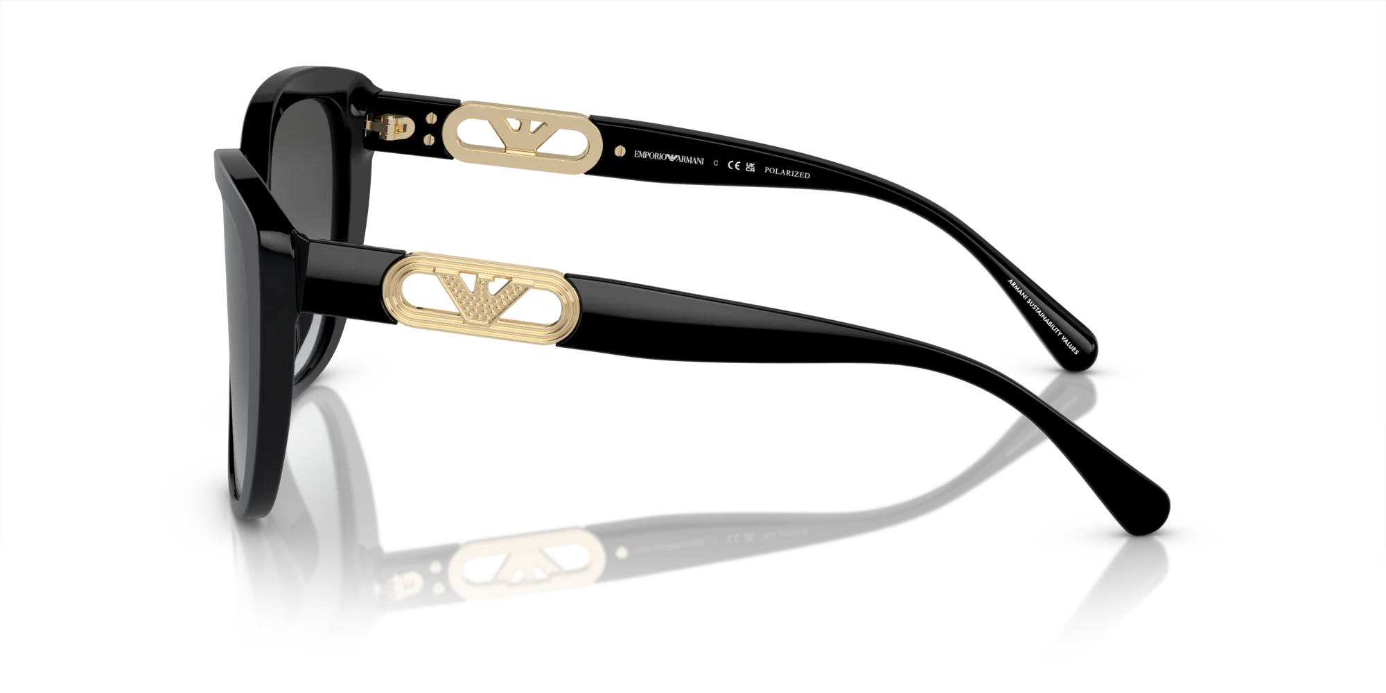 Emporio Armani EA4214U 50178G Occhiali da sole Acetato Nero Grigio Farfalla Polarizzata Sfumato - immagine 4