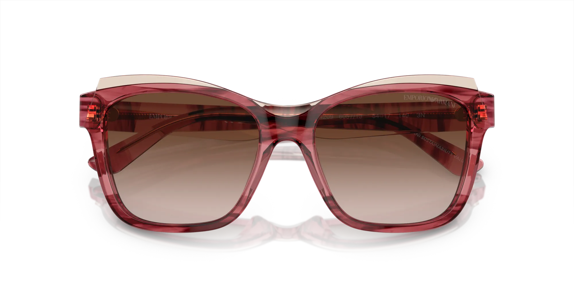 Emporio Armani EA4209 605713 Occhiali da sole Acetato Rosso Marrone Pillow Normale Sfumato - immagine 2