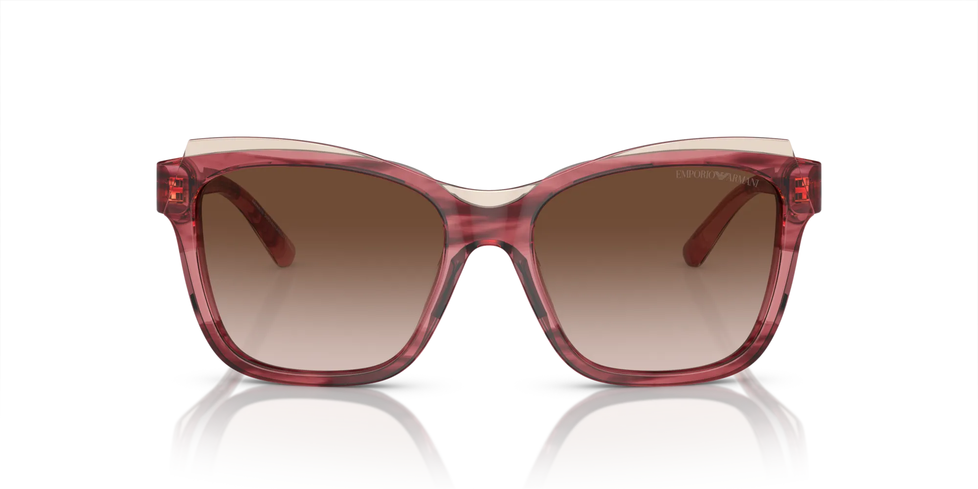 Emporio Armani EA4209 605713 Occhiali da sole Acetato Rosso Marrone Pillow Normale Sfumato - immagine 3
