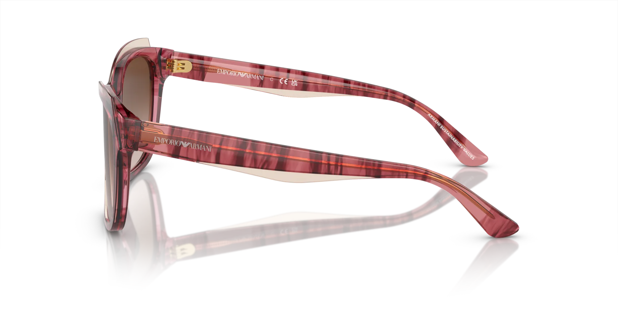 Emporio Armani EA4209 605713 Occhiali da sole Acetato Rosso Marrone Pillow Normale Sfumato - immagine 4