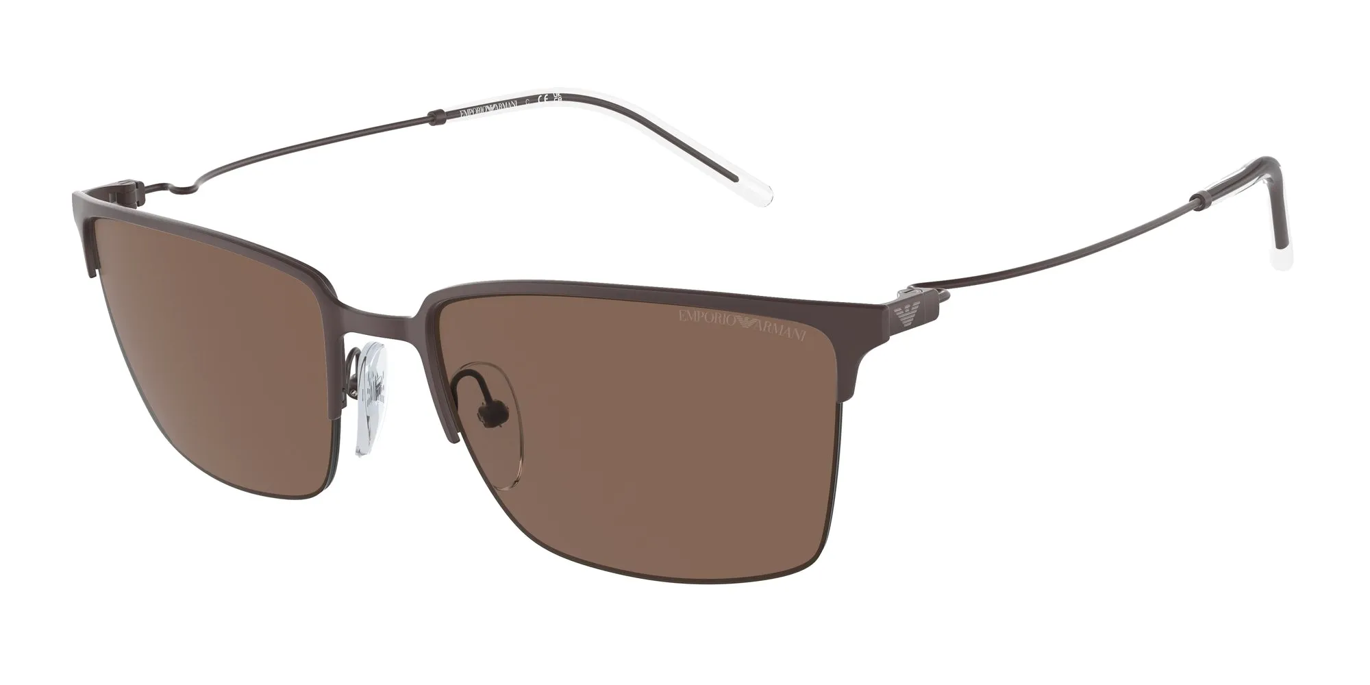 Emporio Armani EA2155 338073 Occhiali da sole Metallo Marrone Marrone Squadrata Normale - immagine 1