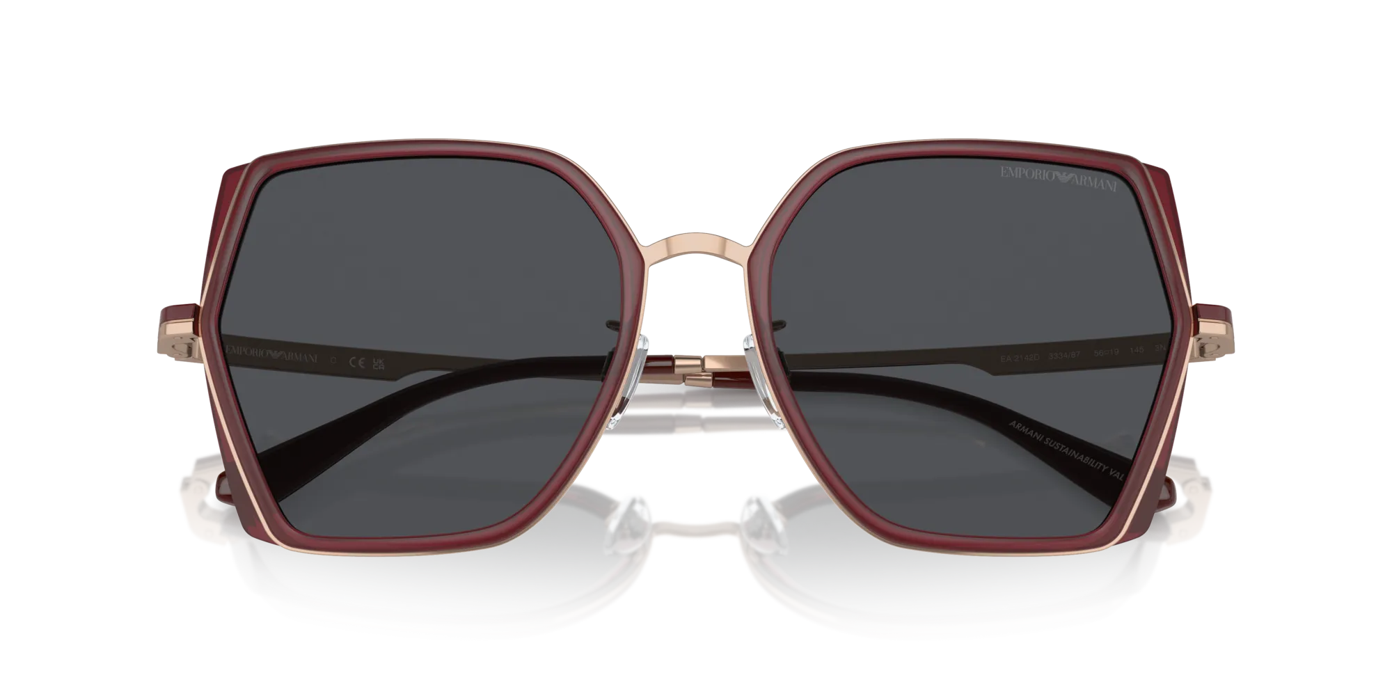 Emporio Armani EA2142D 333487 Occhiali da sole Metallo Rosso Grigio Squadrata Normale - immagine 2