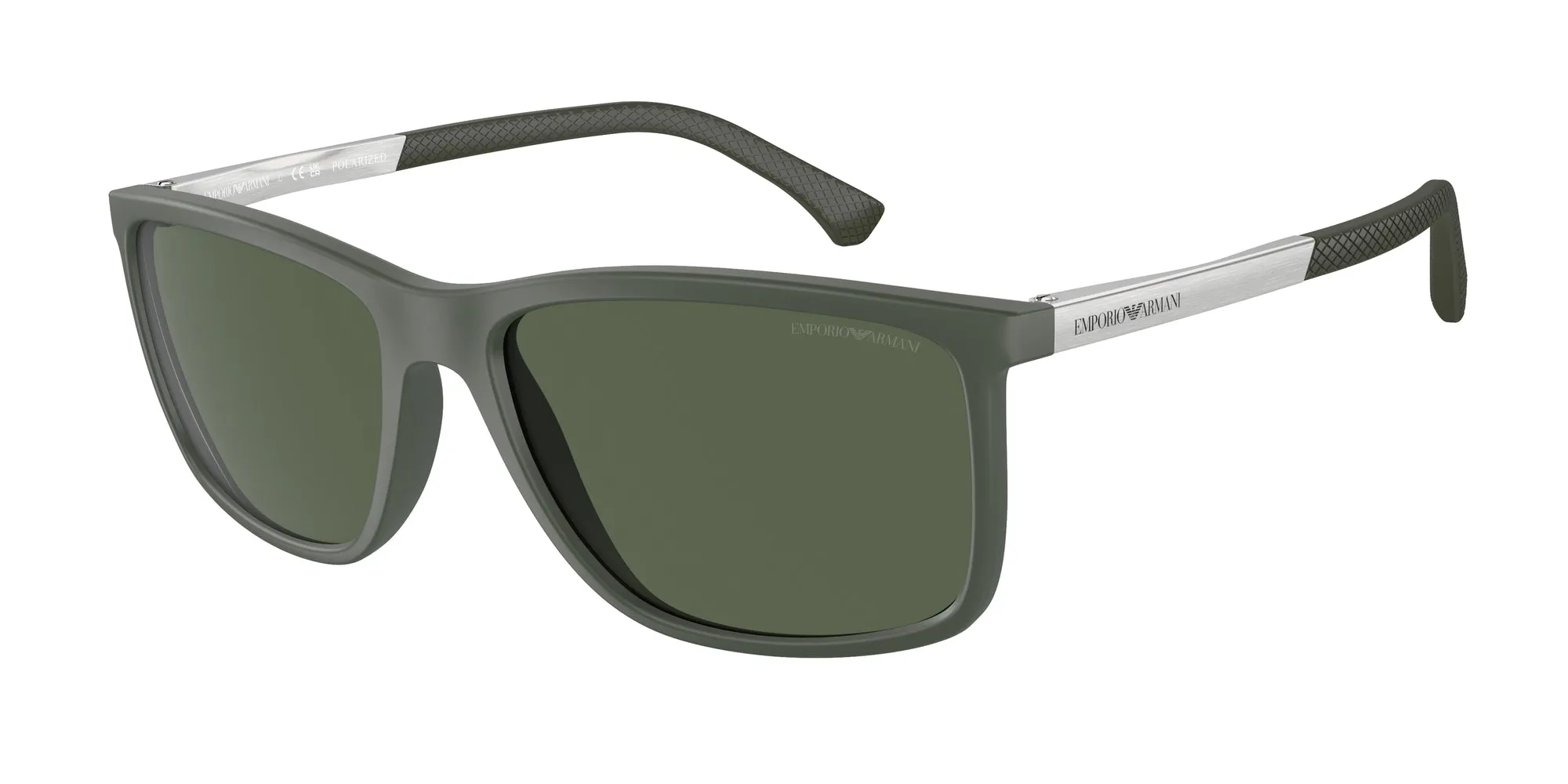 Emporio Armani EA4058 50589A Occhiali da sole Iniettato Verde Verde Squadrata Polarizzata - immagine 1