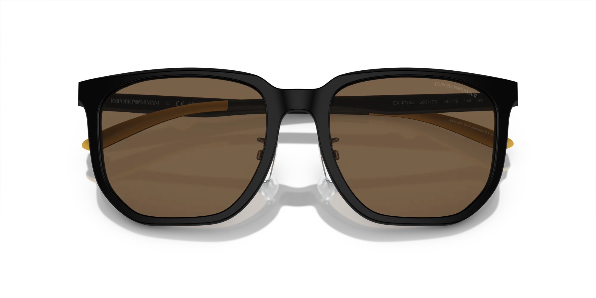 Emporio Armani EA4215D 500173 Occhiali da sole Acetato Nero Marrone Squadrata Normale - immagine 2