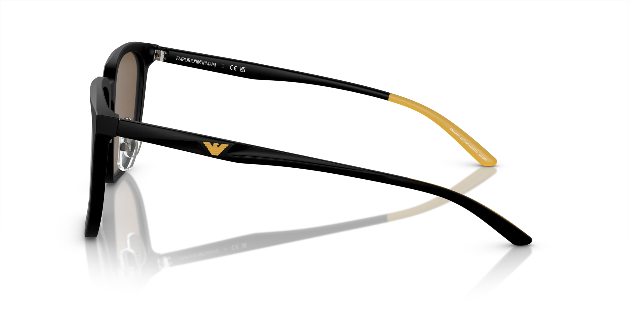Emporio Armani EA4215D 500173 Occhiali da sole Acetato Nero Marrone Squadrata Normale - immagine 4