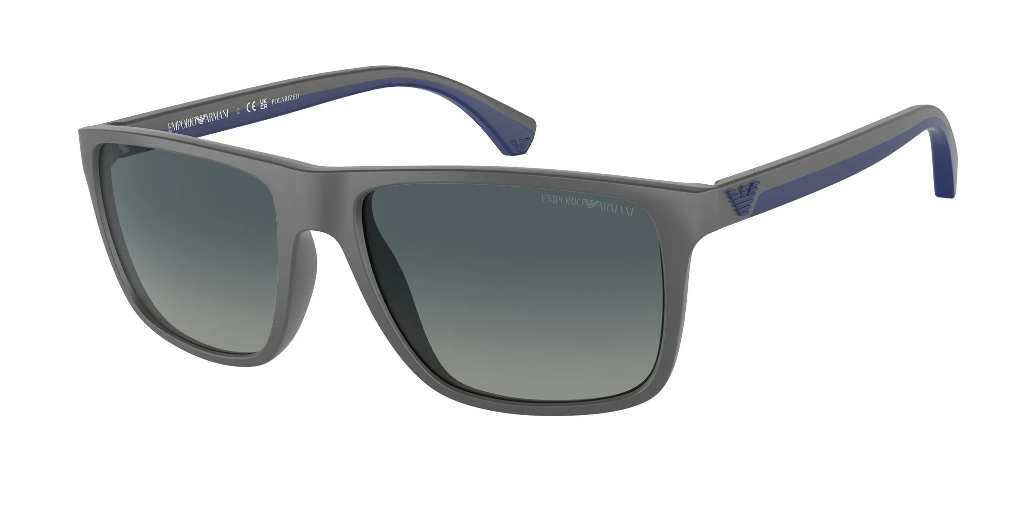 Emporio Armani EA4033 50604U Occhiali da sole Iniettato Grigio Blu Squadrata Polarizzata Sfumato - immagine 1