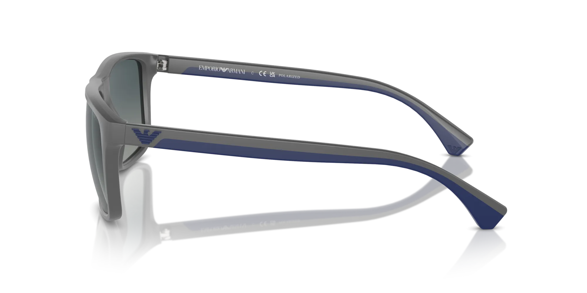 Emporio Armani EA4033 50604U Occhiali da sole Iniettato Grigio Blu Squadrata Polarizzata Sfumato - immagine 4