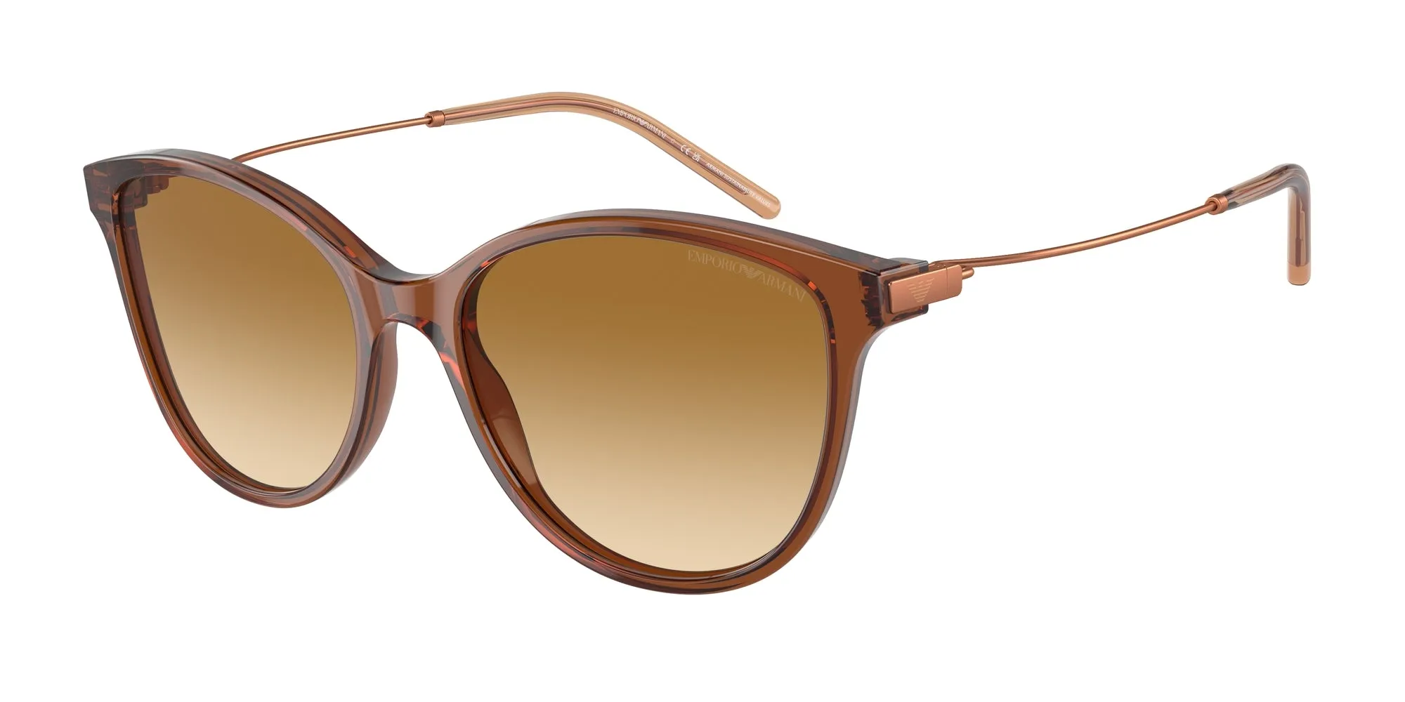 Emporio Armani EA4220 61103B Occhiali da sole Acetato Marrone Giallo Cat Eye Normale Sfumato - immagine 1