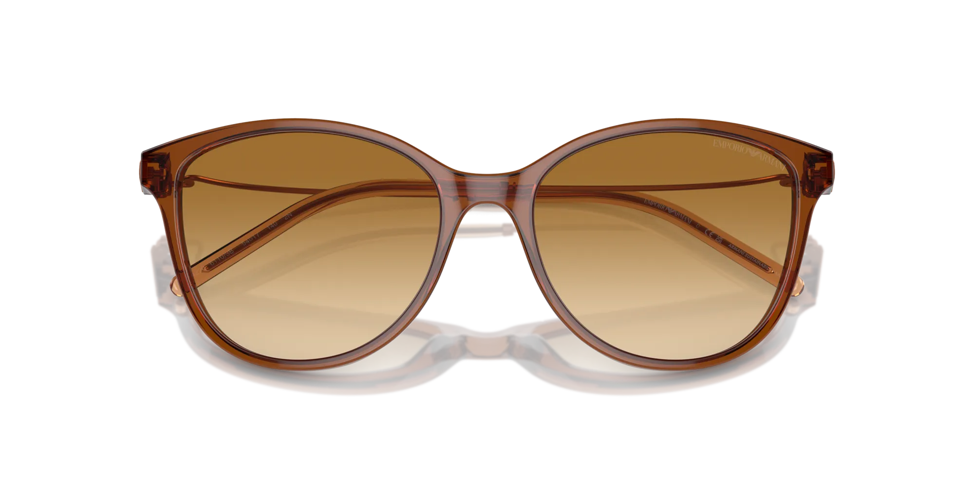Emporio Armani EA4220 61103B Occhiali da sole Acetato Marrone Giallo Cat Eye Normale Sfumato - immagine 2
