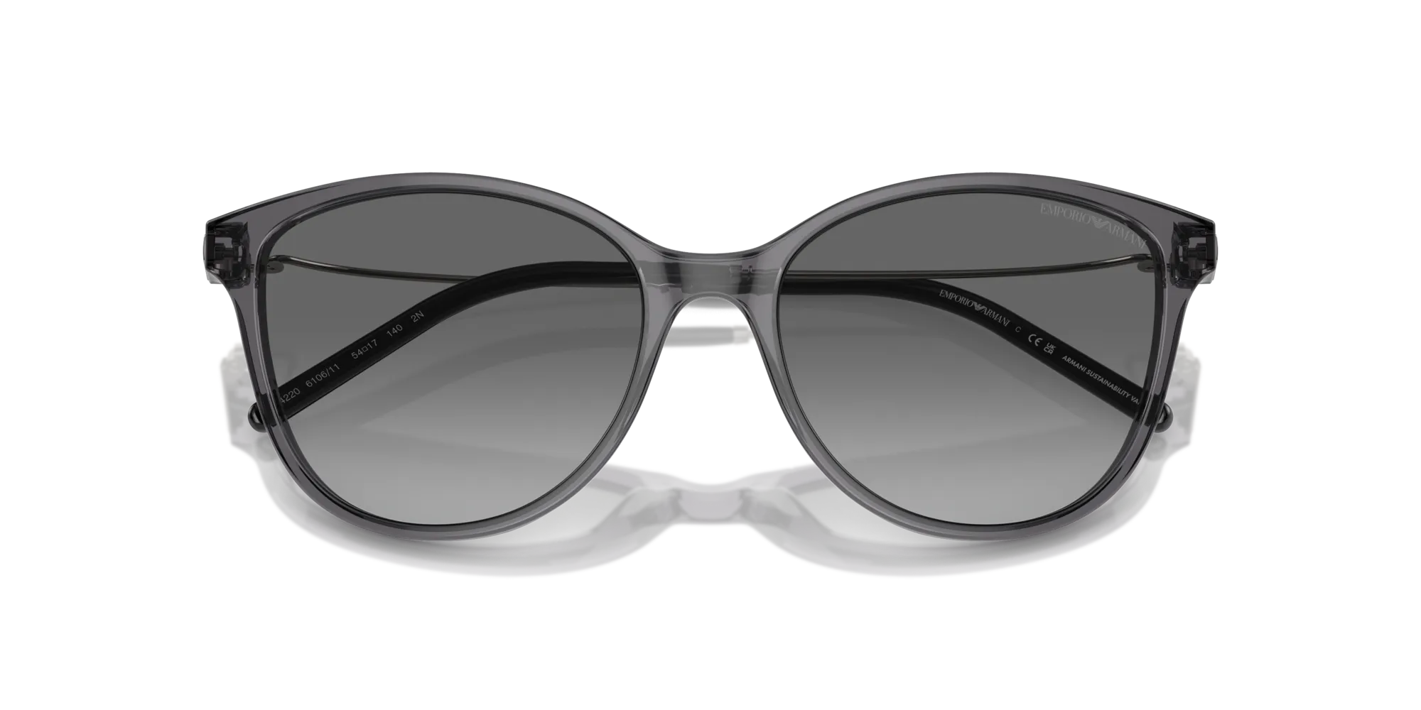 Emporio Armani EA4220 610611 Occhiali da sole Acetato Grigio Grigio Cat Eye Normale Sfumato - immagine 2