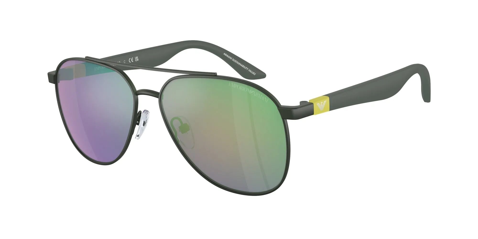 Emporio Armani EK2001 30173R Occhiali da sole bambino Metallo Verde Grigio Pilot Specchiate Specchiato - immagine 1