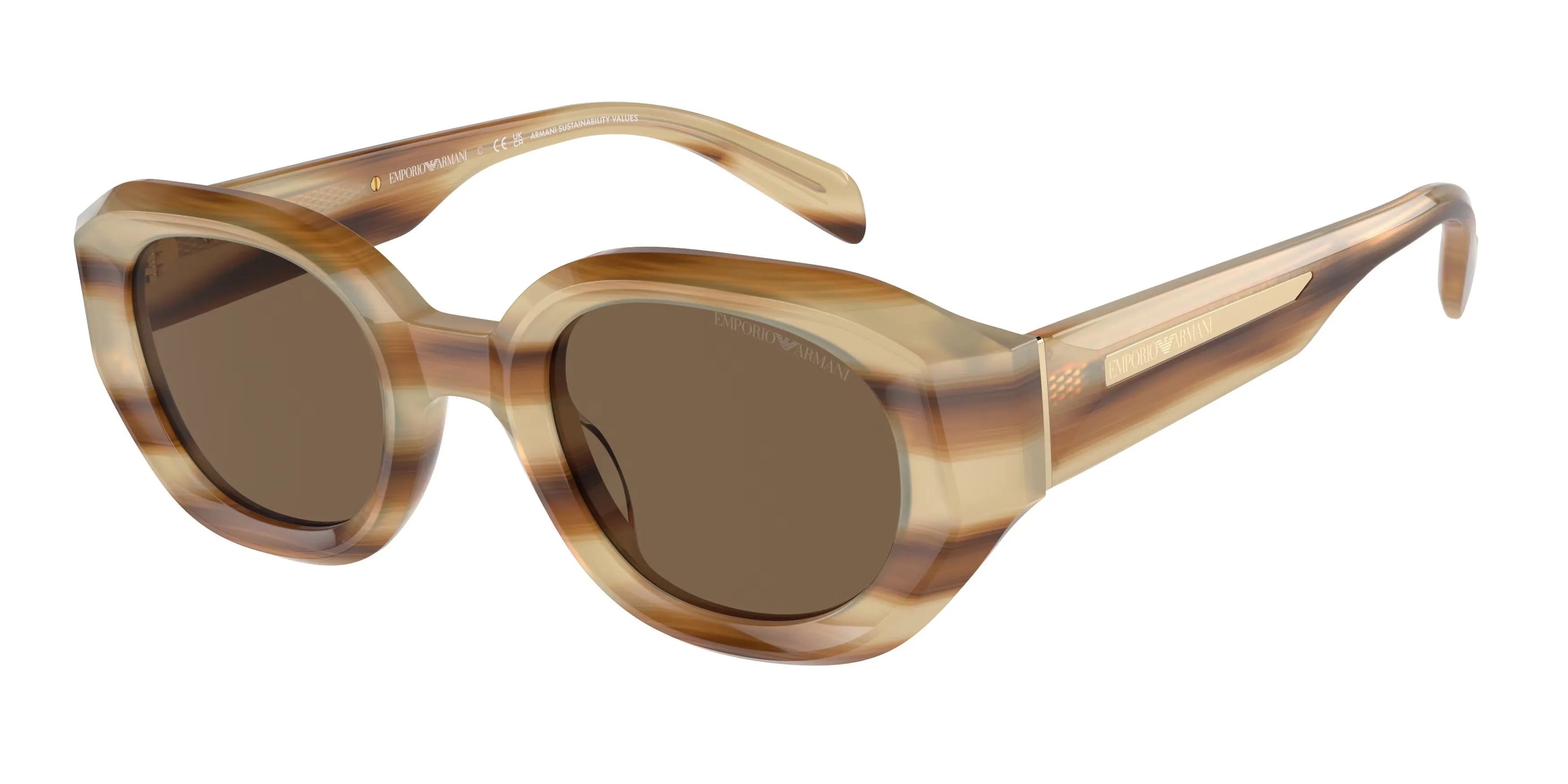 Emporio Armani EA4230U 615073 Occhiali da sole Acetato Marrone Marrone Geometrica Normale - immagine 1