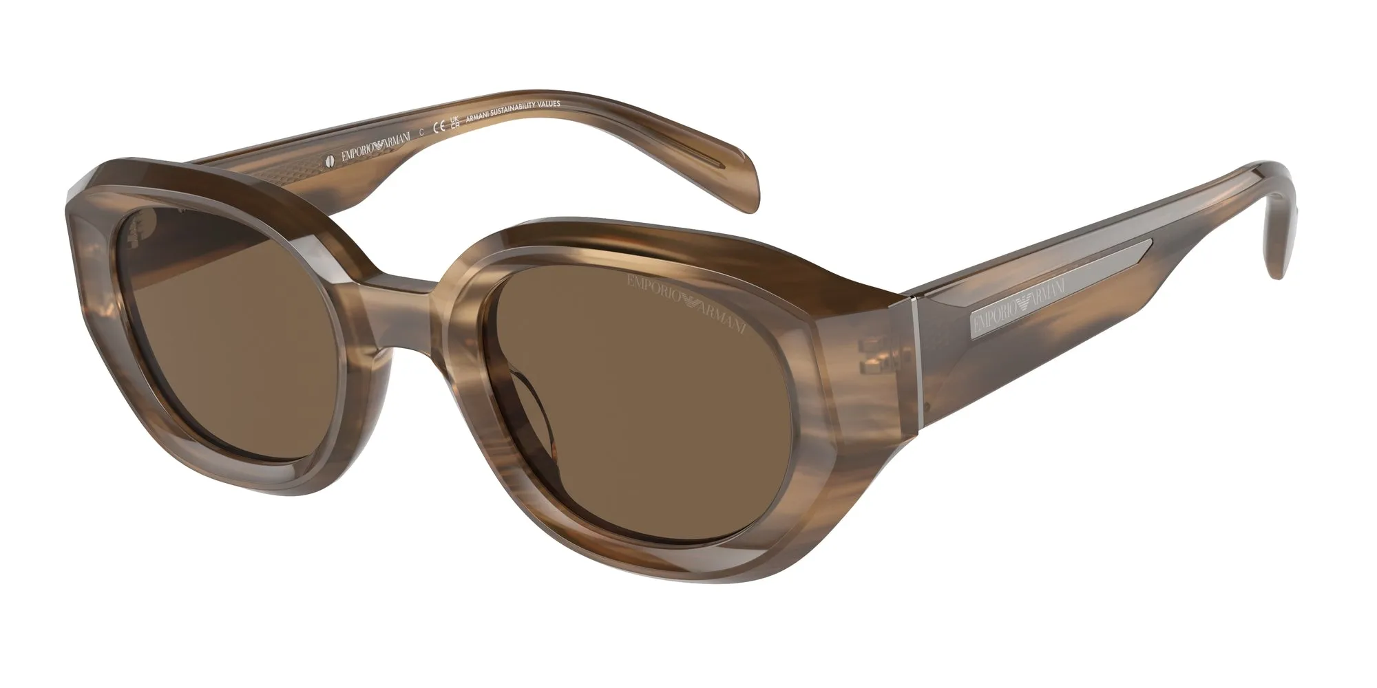 Emporio Armani EA4230U 614973 Occhiali da sole Acetato Marrone Marrone Geometrica Normale - immagine 1